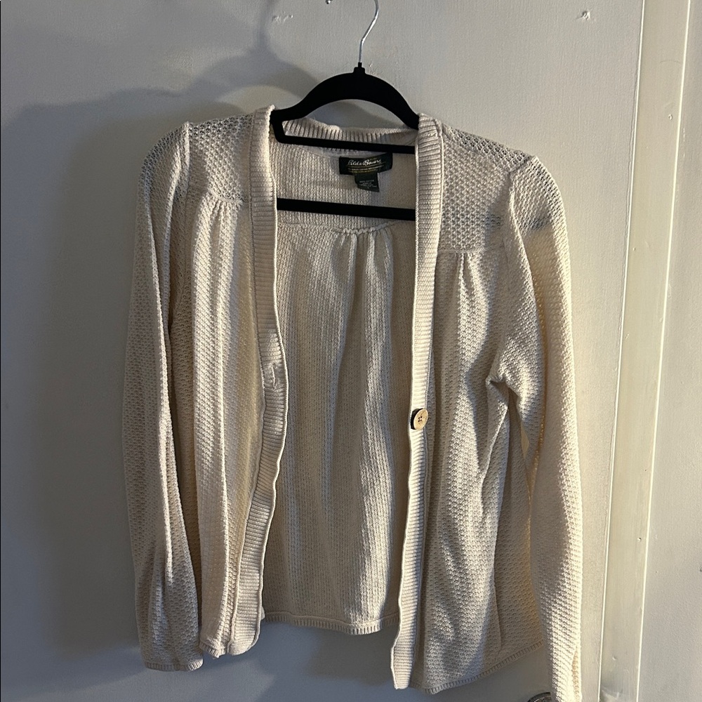 Eddie Bauer Cream Textured Cardigan